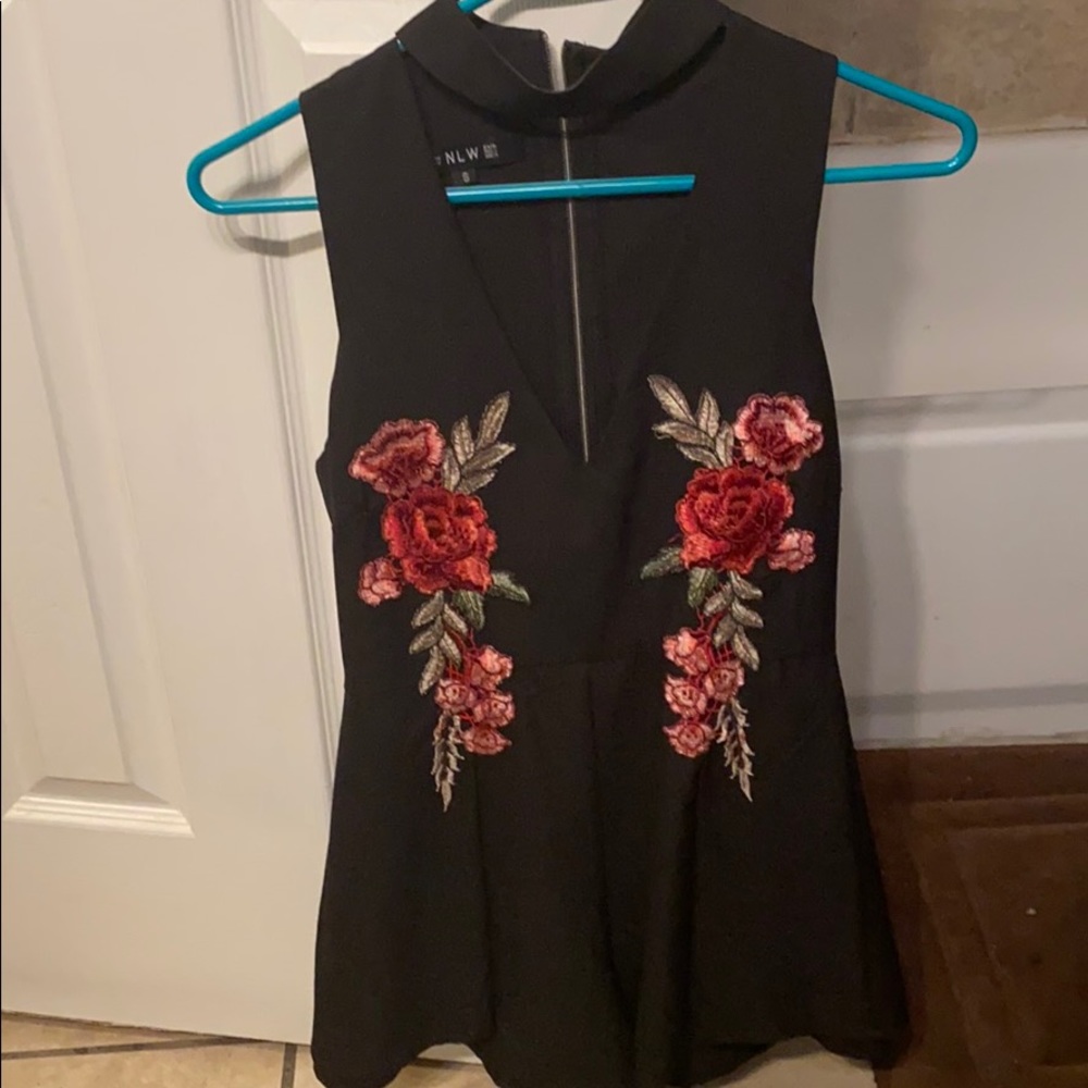 Black / floral romper